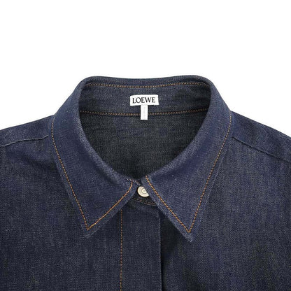 Loewe 24ss Anagram Chain Denim Shirt Dress S359y13x64 Indigo Blue 36