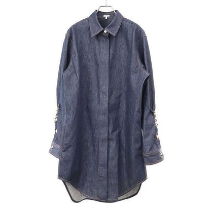Loewe 24ss Anagram Chain Denim Shirt Dress S359y13x64 Indigo Blue 36
