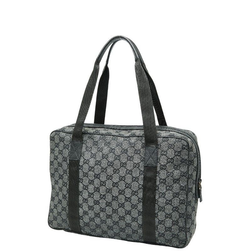 Gucci GG Canvas Business Bag Handbag 282529 Grey Black Canvas Leather Ladies