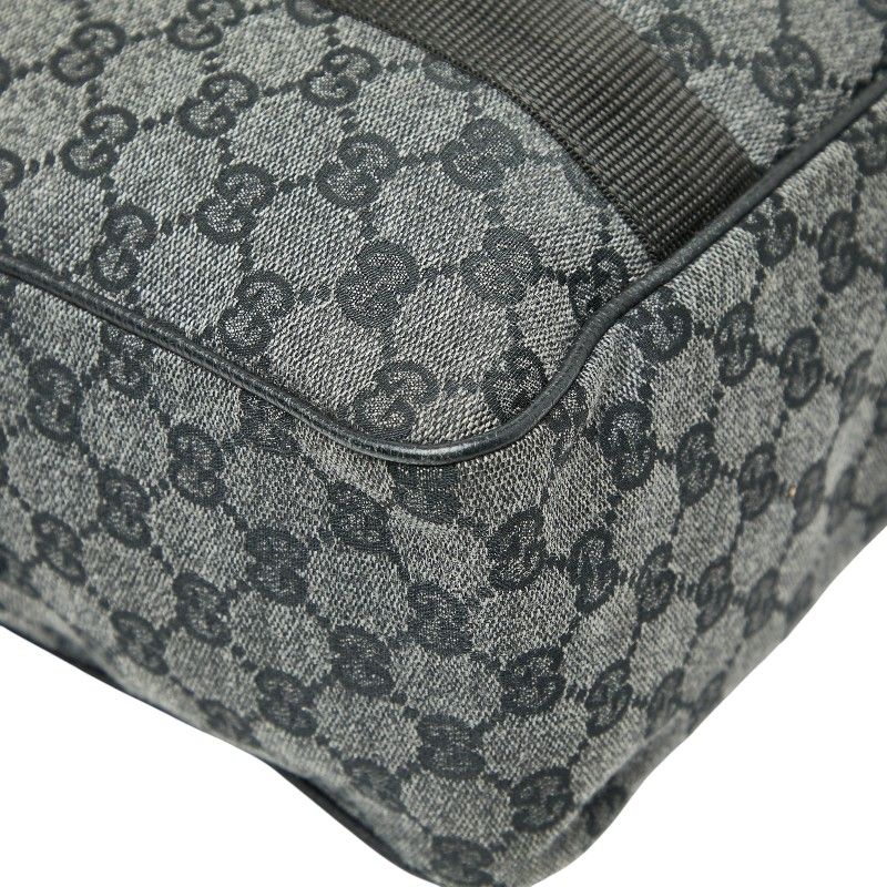 Gucci GG Canvas Business Bag Handbag 282529 Grey Black Canvas Leather Ladies