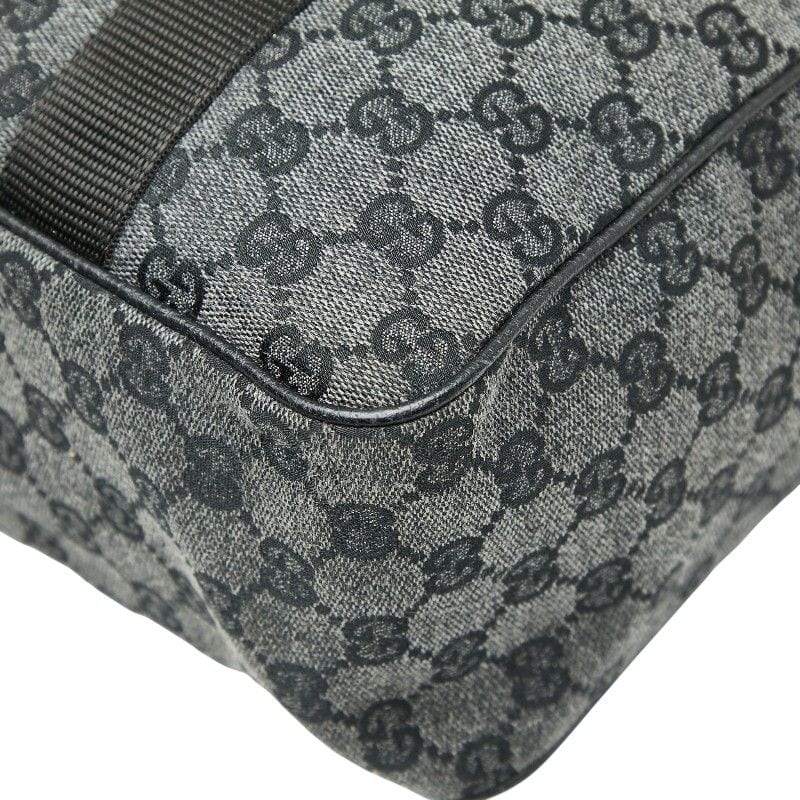 Gucci GG Canvas Business Bag Handbag 282529 Grey Black Canvas Leather Ladies