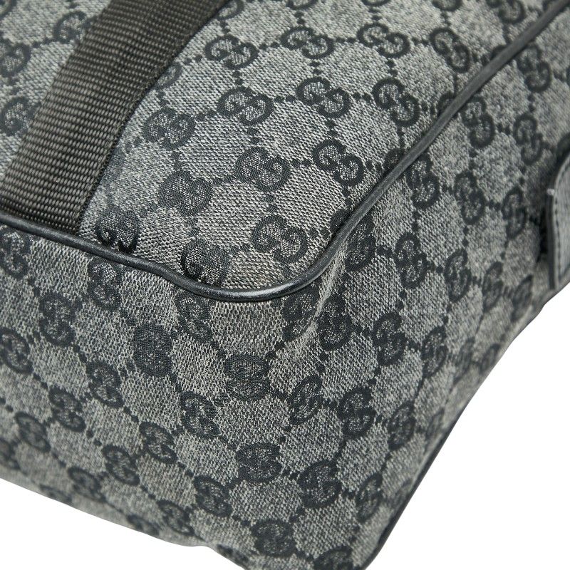 Gucci GG Canvas Business Bag Handbag 282529 Grey Black Canvas Leather Ladies