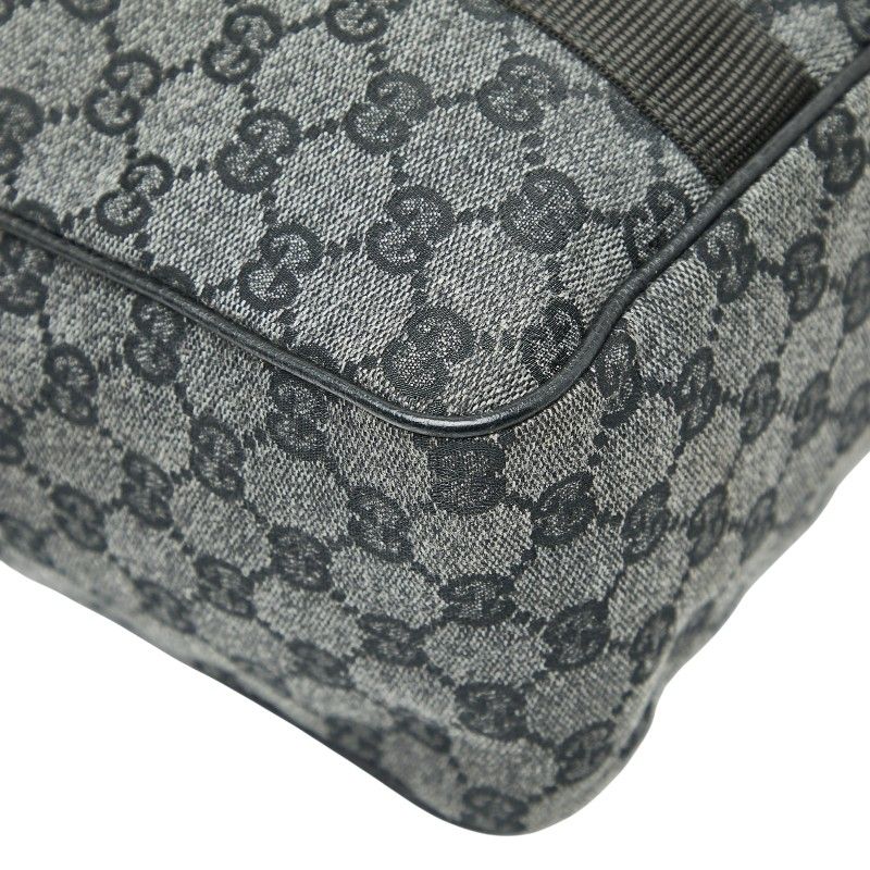 Gucci GG Canvas Business Bag Handbag 282529 Grey Black Canvas Leather Ladies