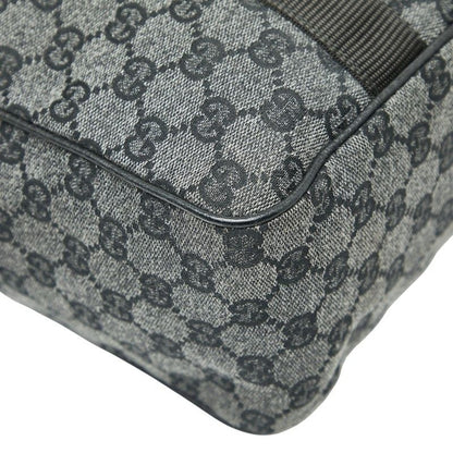 Gucci GG Canvas Business Bag Handbag 282529 Grey Black Canvas Leather Ladies