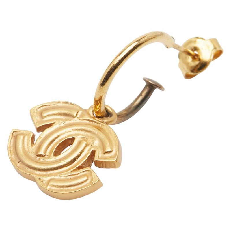 Chanel Coco Mark Earrings One Side Only Gold Plated Women's Chanel