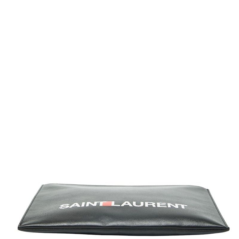 Saint Laurent Logo Clutch Bag Second Bag Black Multicolor Leather Women Saint
