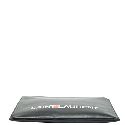 Saint Laurent Logo Clutch Bag Second Bag Black Multicolor Leather Women Saint
