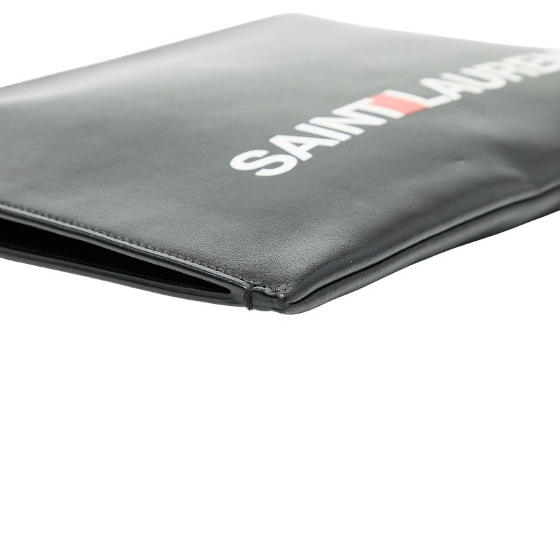Saint Laurent Logo Clutch Bag Second Bag Black Multicolor Leather Women Saint
