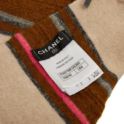 Chanel Striped Beige Multicolor Cashmere Women's Chanel