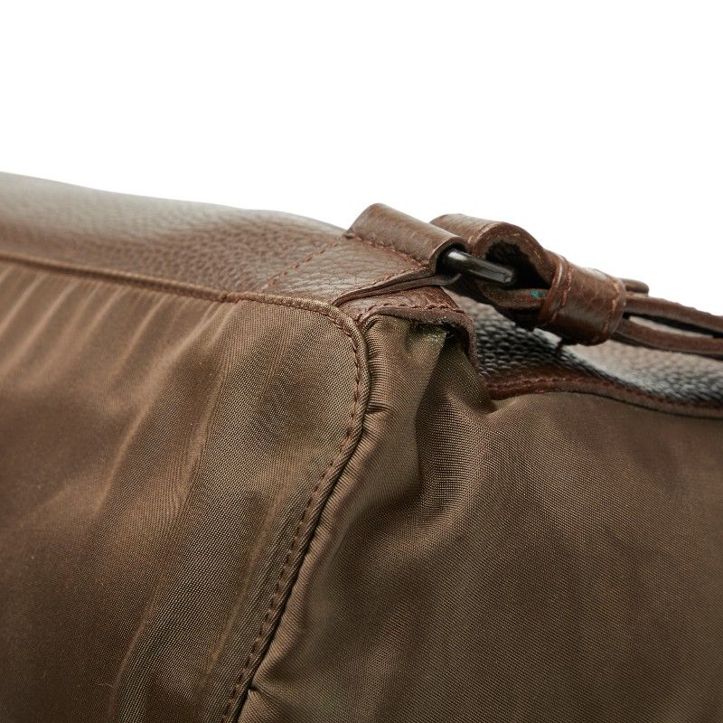 Prada Logo Backpack Rucksack Brown Leather Nylon Women Prada