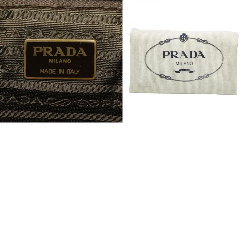 Prada Logo Backpack Rucksack Brown Leather Nylon Women Prada