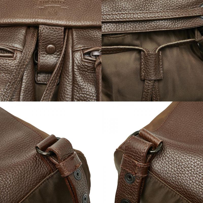Prada Logo Backpack Rucksack Brown Leather Nylon Women Prada