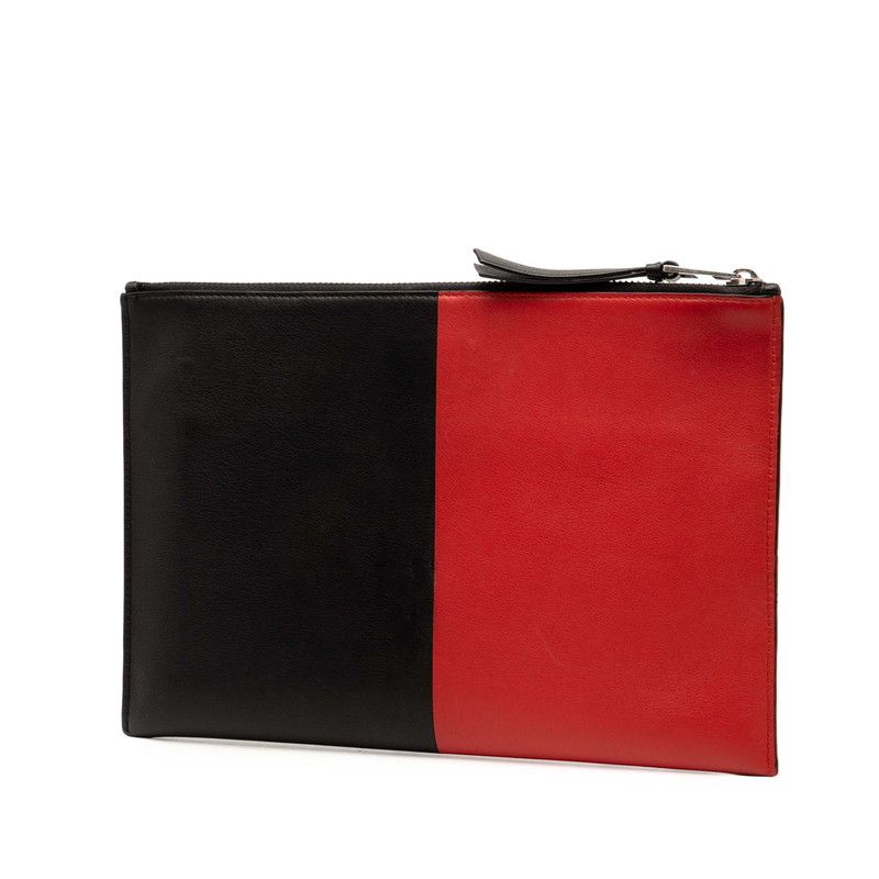 Loewe Anagram Bicolor Clutch Bag Second Bag Black Red Leather Women Loewe
