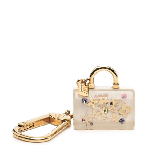 Louis Vuitton Porte Cles Speedy Uncrushed M65416 Gold White Plastic Plated