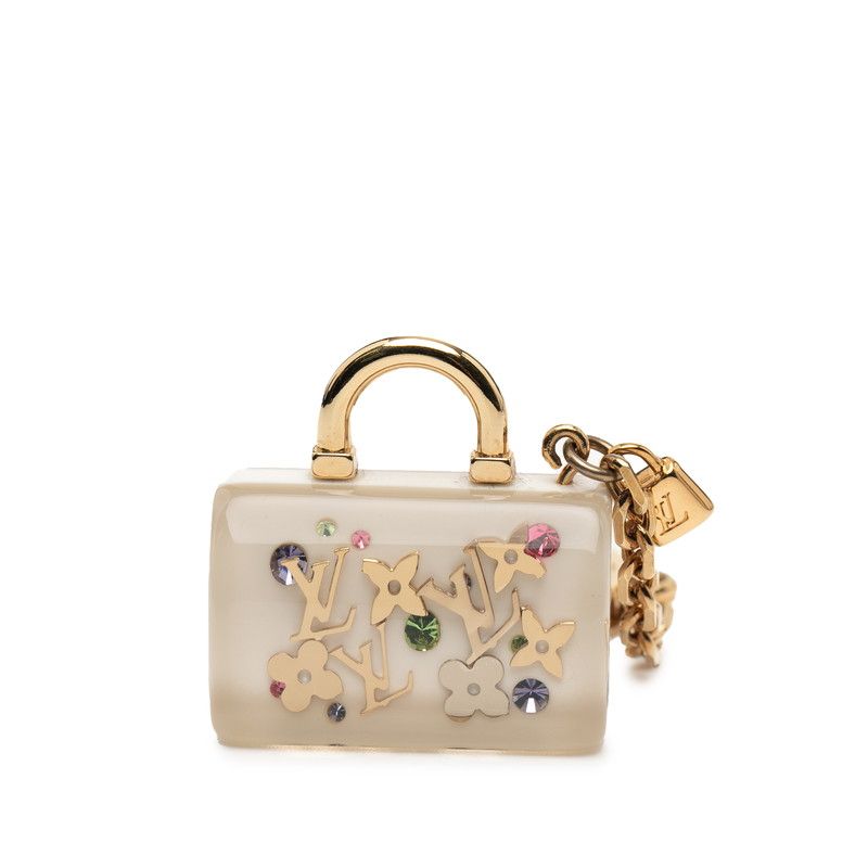 Louis Vuitton Porte Cles Speedy Uncrushed M65416 Gold White Plastic Plated