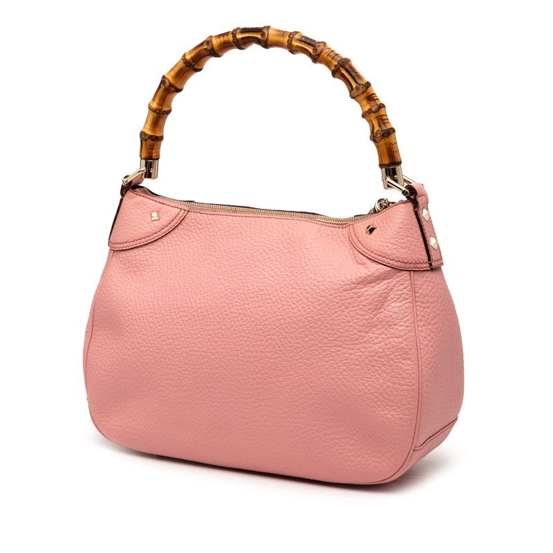 Gucci Bamboo One Shoulder Bag Handbag 137383 Pink Brown Leather Ladies Gucci