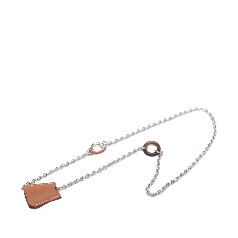 Hermes Clochette Necklace Silver Brown Metal Vorsiflte Ladies Hermes