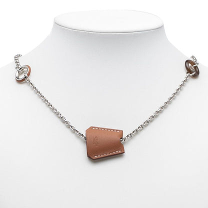 Hermes Clochette Necklace Silver Brown Metal Vorsiflte Ladies Hermes