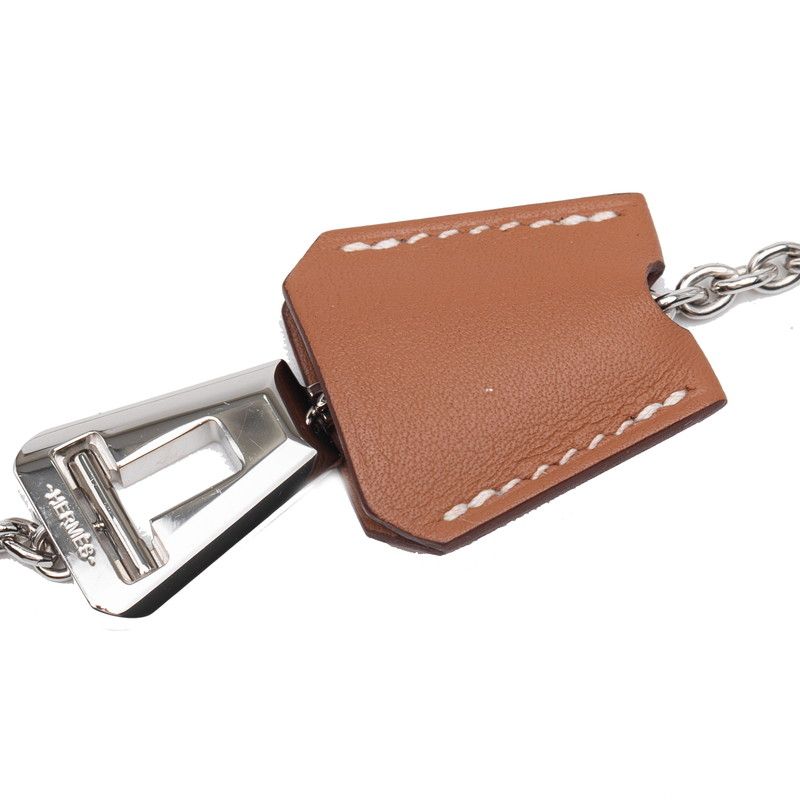 Hermes Clochette Necklace Silver Brown Metal Vorsiflte Ladies Hermes