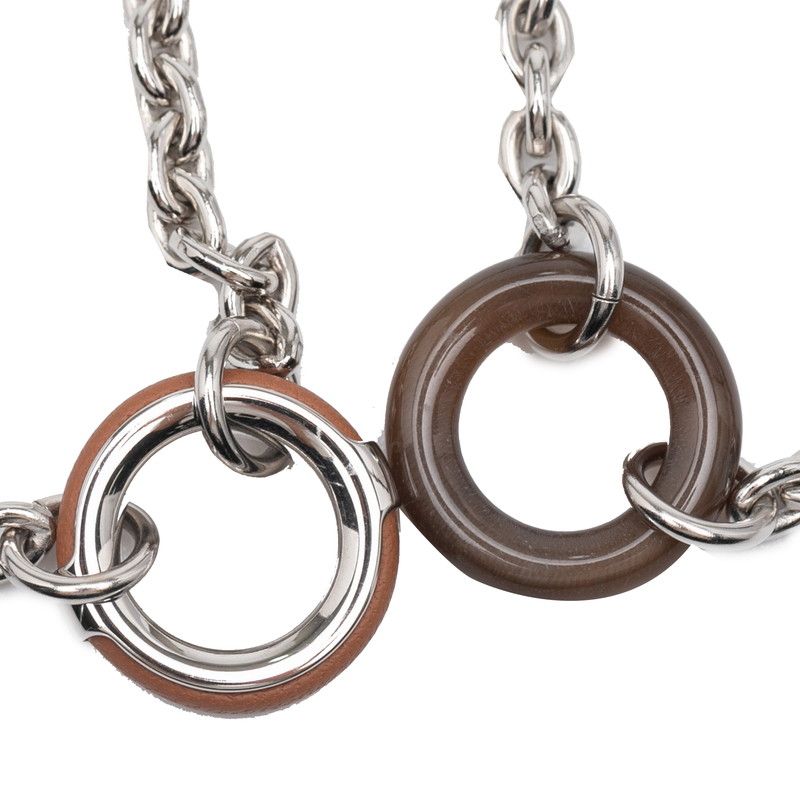Hermes Clochette Necklace Silver Brown Metal Vorsiflte Ladies Hermes