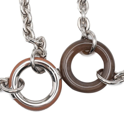 Hermes Clochette Necklace Silver Brown Metal Vorsiflte Ladies Hermes