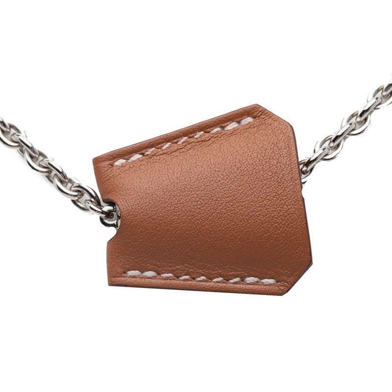 Hermes Clochette Necklace Silver Brown Metal Vorsiflte Ladies Hermes