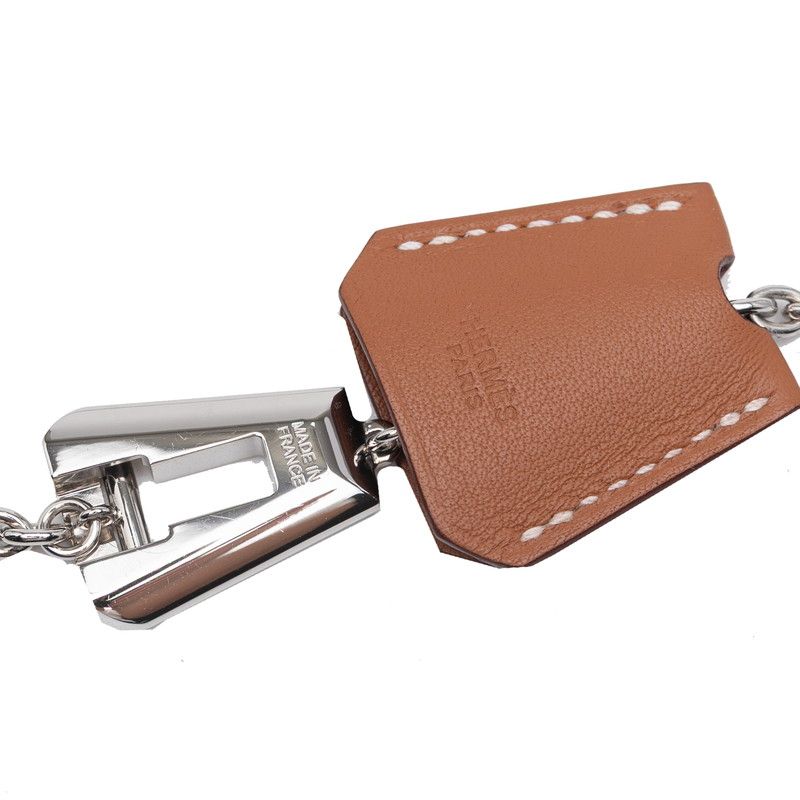 Hermes Clochette Necklace Silver Brown Metal Vorsiflte Ladies Hermes