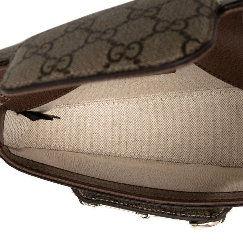 Gucci GG Supreme Horsebit 1955 Handbag One Shoulder Bag 2WAY 774209 Beige Brown