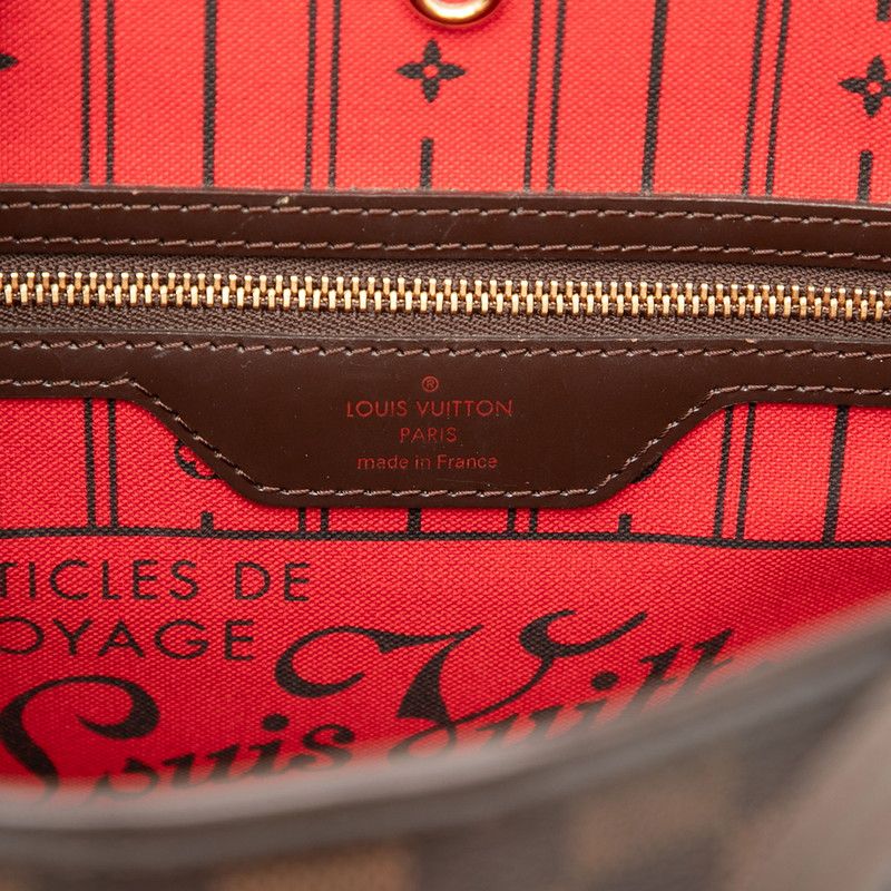 Louis Vuitton Damier Neverfull PM Handbag Tote Bag N41359 Brown PVC Leather