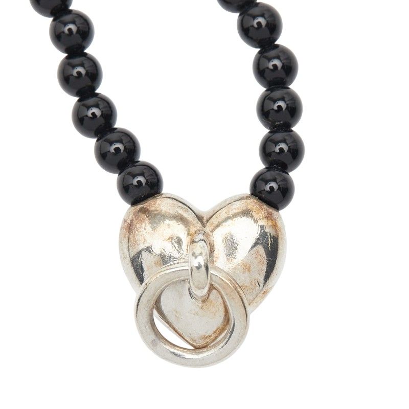 Tiffany & Co Heart Knock Silver Black Sv925 Silver Onyx Ladies Tiffany & Co