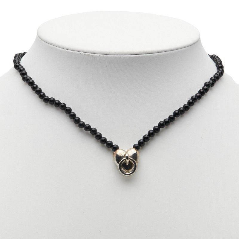 Tiffany & Co Heart Knock Silver Black Sv925 Silver Onyx Ladies Tiffany & Co
