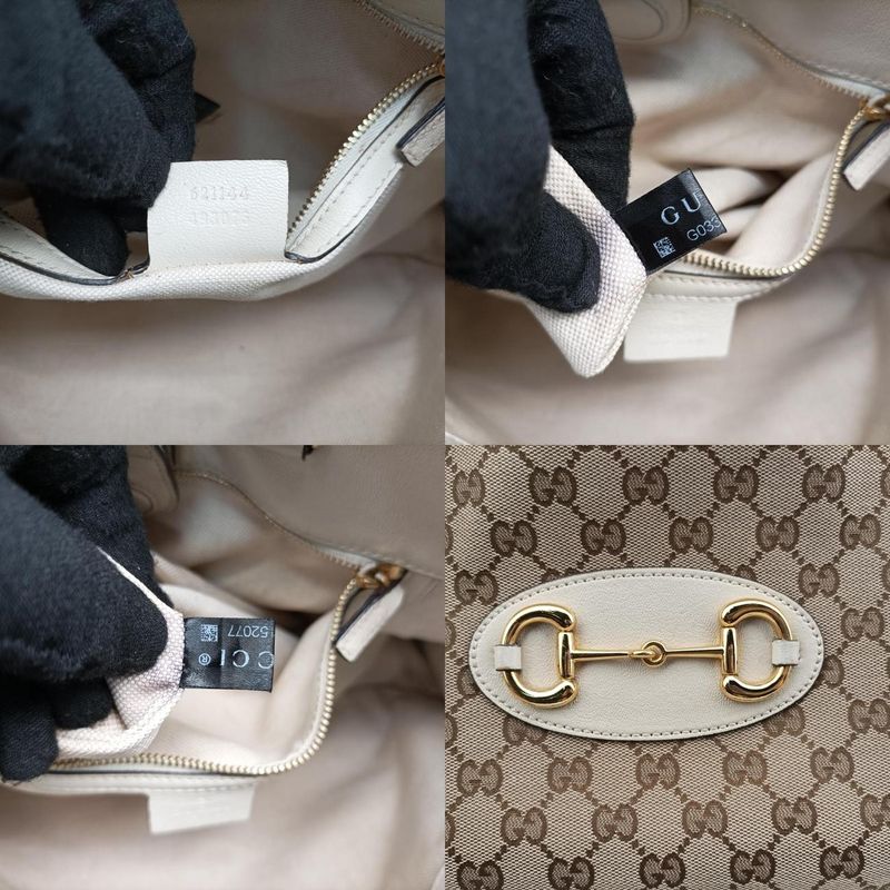 Gucci Horsebit 1955 Beige And White Canvas And Leather 621144 G033152077