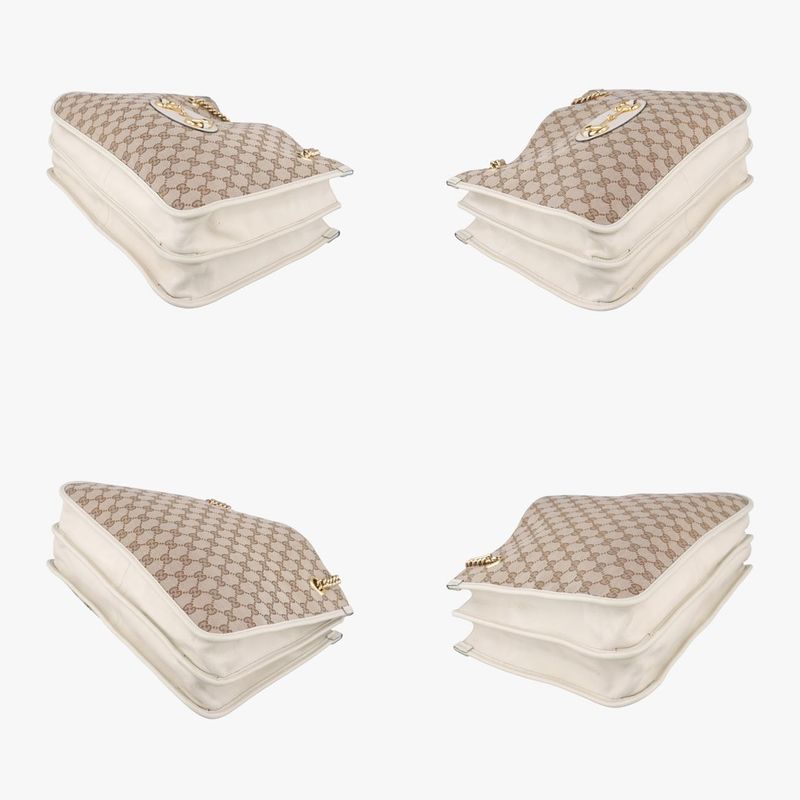 Gucci Horsebit 1955 Beige And White Canvas And Leather 621144 G033152077