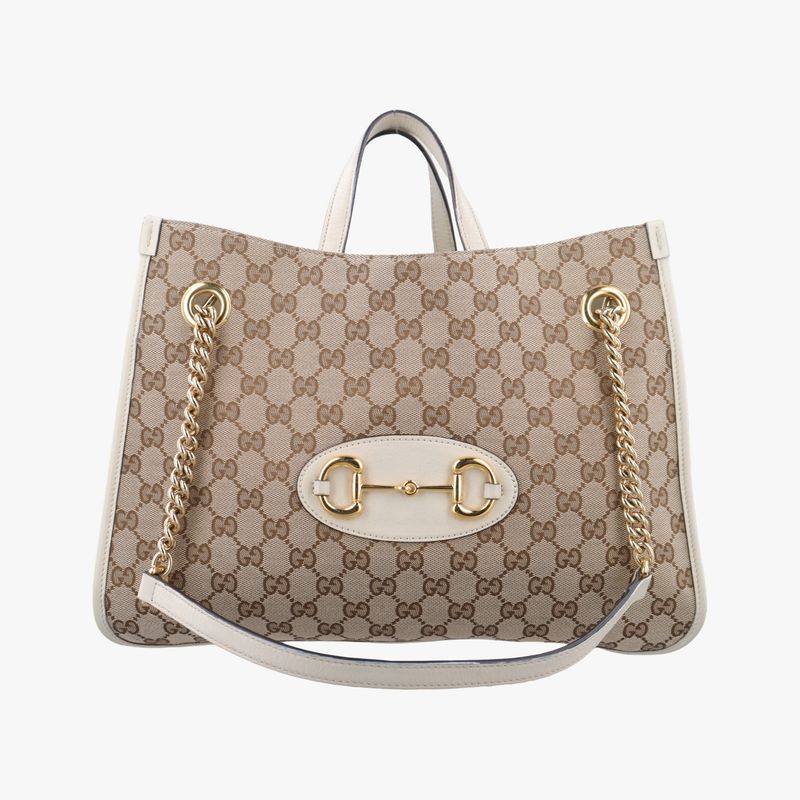 Gucci Horsebit 1955 Beige And White Canvas And Leather 621144 G033152077