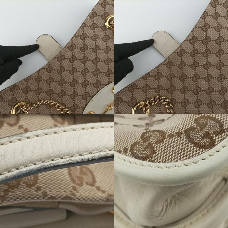 Gucci Horsebit 1955 Beige And White Canvas And Leather 621144 G033152077