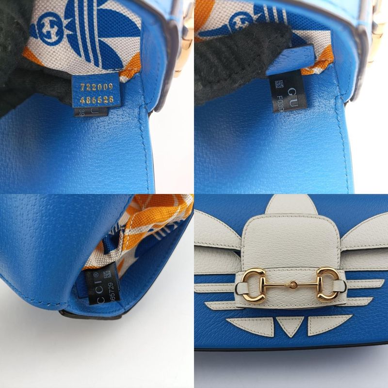 Gucci Adidas Collaboration Horsebit Blue And White Leather 722009 F039665729