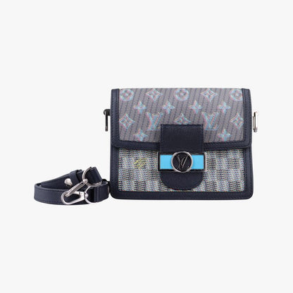 Louis Vuitton Dauphine MINI Navy And Multicolor Leather M55454 Fo2109 IC Chip