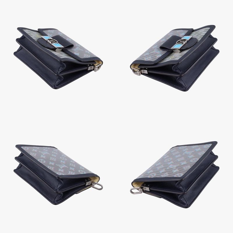 Louis Vuitton Dauphine MINI Navy And Multicolor Leather M55454 Fo2109 IC Chip