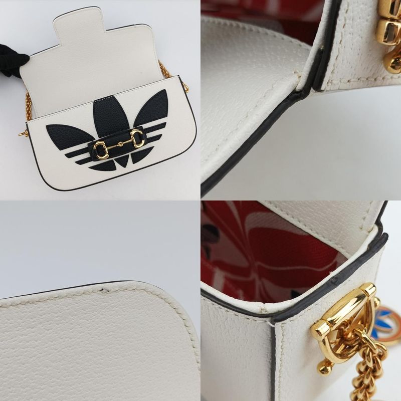 Gucci Adidas Collaboration Horsebit White And Black Leather 722009 F039657404