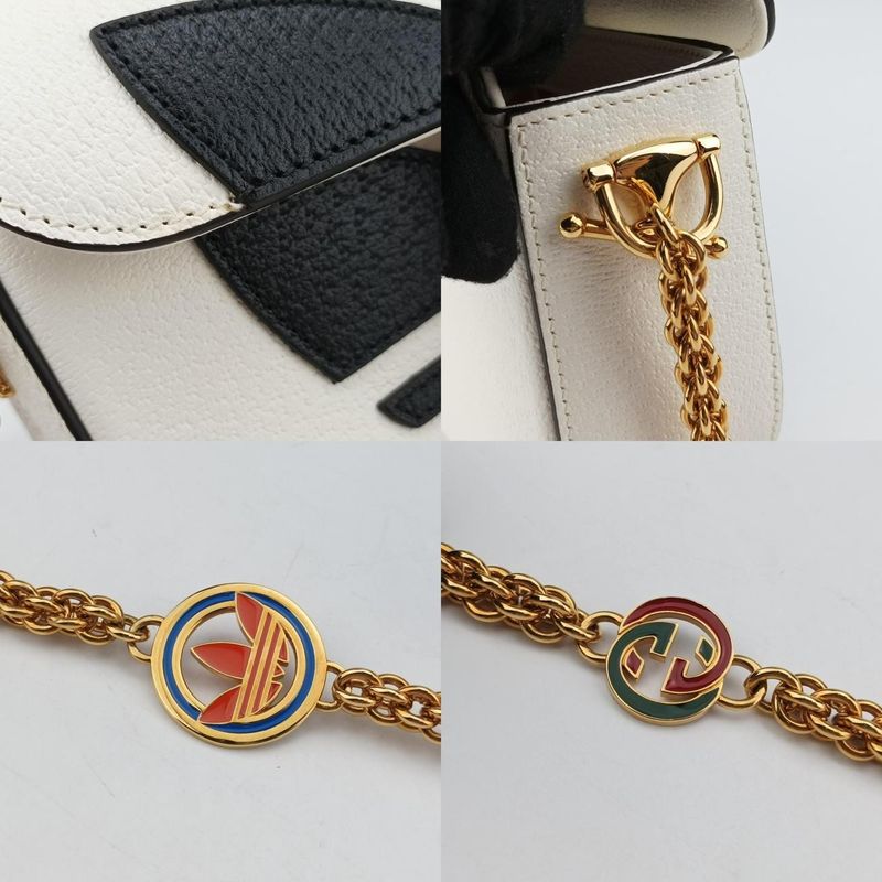 Gucci Adidas Collaboration Horsebit White And Black Leather 722009 F039657404