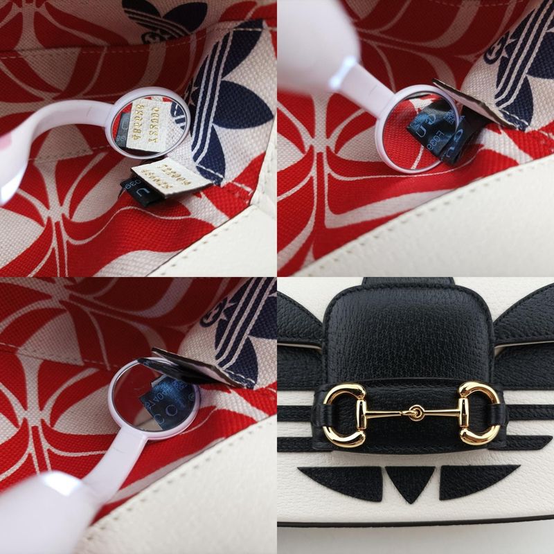 Gucci Adidas Collaboration Horsebit White And Black Leather 722009 F039657404