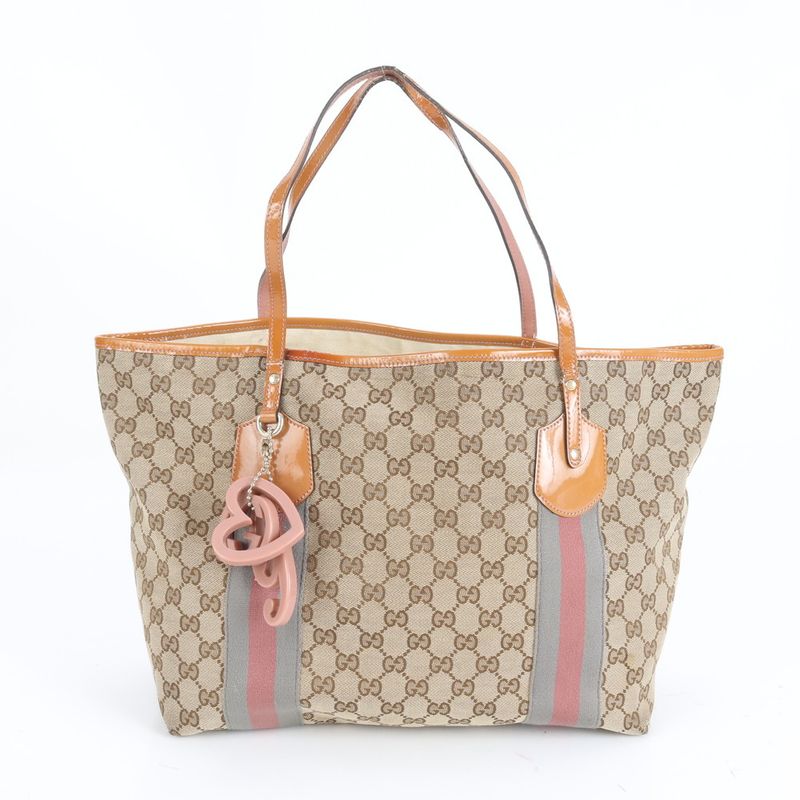 Gucci GG Canvas Sherry Line Jolie 211970 Leather Tote Bag Shoulder A4 Ladies