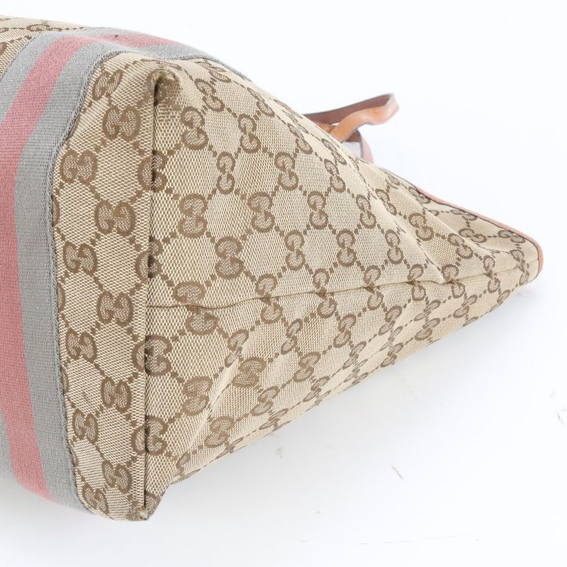 Gucci GG Canvas Sherry Line Jolie 211970 Leather Tote Bag Shoulder A4 Ladies