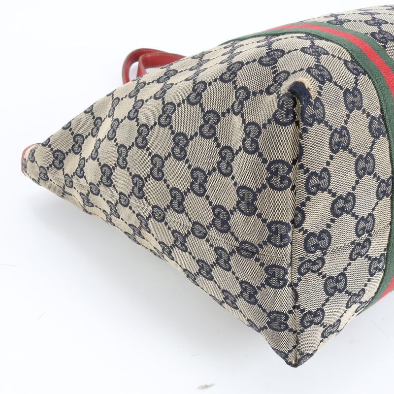 Gucci GG Canvas Sherry Line 139260 Leather Tote Bag Shoulder Hand A4 Ladies REM