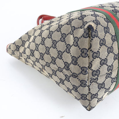 Gucci GG Canvas Sherry Line 139260 Leather Tote Bag Shoulder Hand A4 Ladies REM