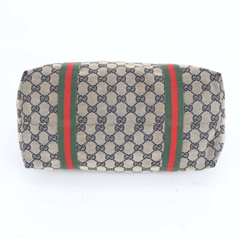 Gucci GG Canvas Sherry Line 139260 Leather Tote Bag Shoulder Hand A4 Ladies REM