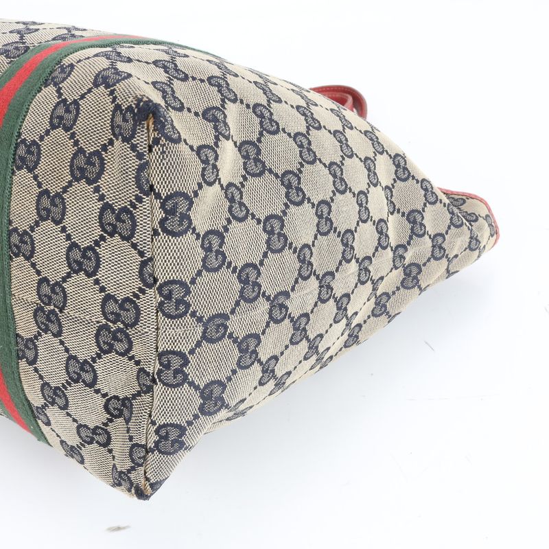 Gucci GG Canvas Sherry Line 139260 Leather Tote Bag Shoulder Hand A4 Ladies REM