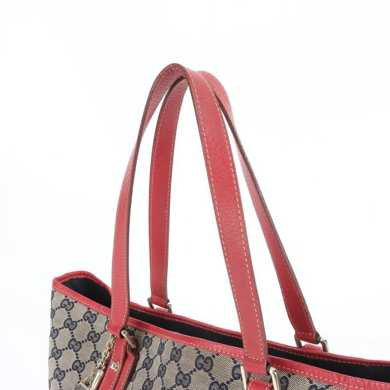 Gucci GG Canvas Sherry Line 139260 Leather Tote Bag Shoulder Hand A4 Ladies REM