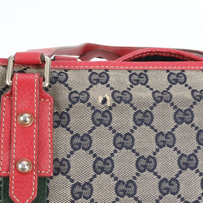 Gucci GG Canvas Sherry Line 139260 Leather Tote Bag Shoulder Hand A4 Ladies REM