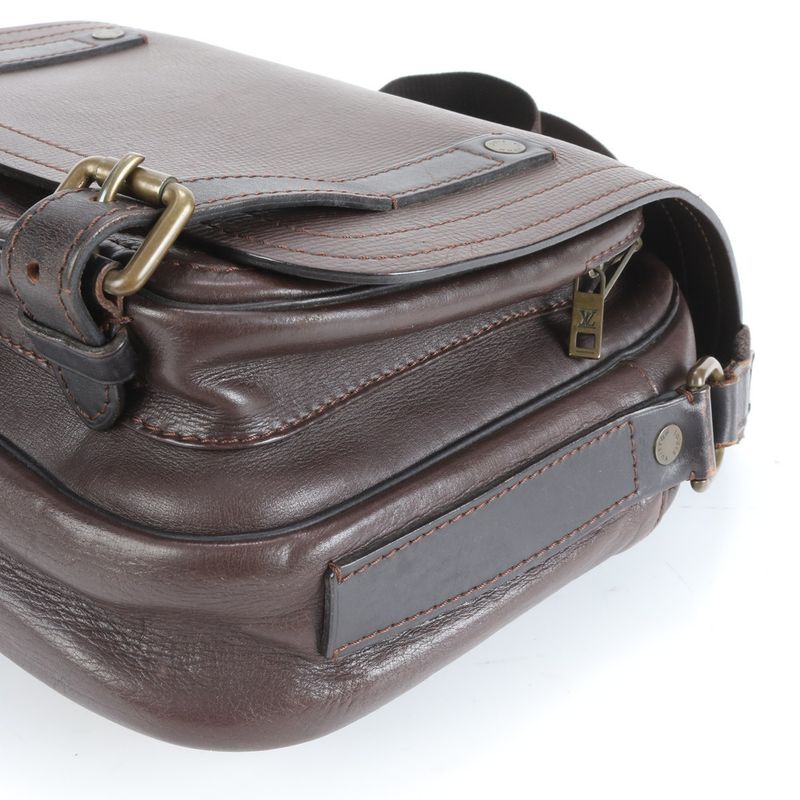 Louis Vuitton Utah Reporter Cafe M92072 Leather Shoulder Bag Crossbody Messenger